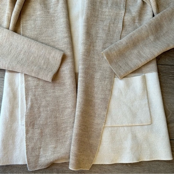 Max Studio Wool Blend Two Toned Open  Front Cardigan - Picture 7 of 15